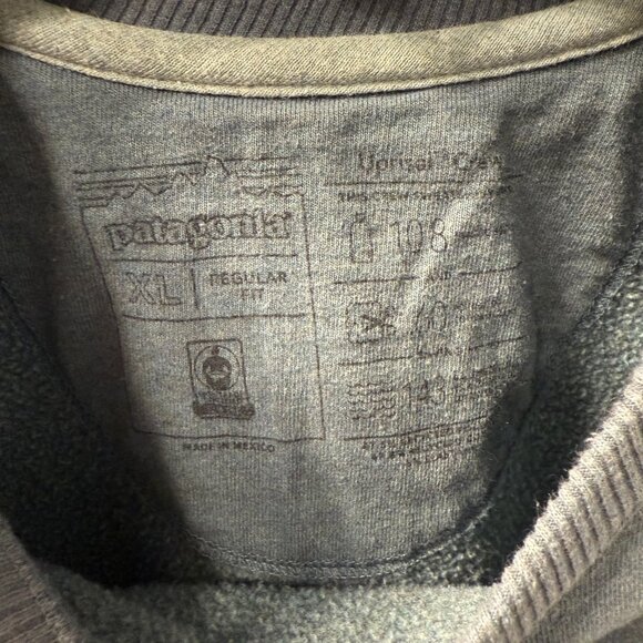Patagonia Gray Blue Uprisal Crew Flying Fish Trident Logo Sweatshirt Size XL - Picture 4 of 8